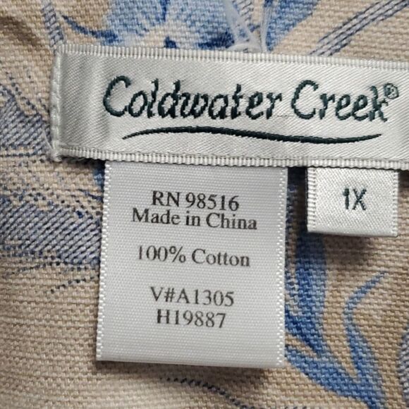 1X COLDWATER CREEK TAN BLUE FLORAL BUTTON FRONT LIGHTWEIGHT BLAZER JACKET 1 X - Picture 12 of 14